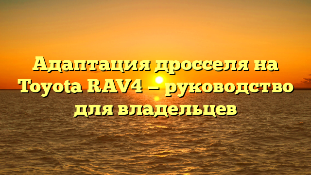 Адаптация дросселя на Toyota RAV4 — руководство для владельцев