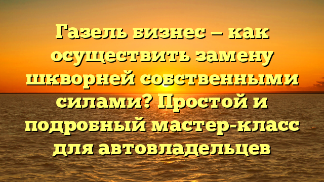 Газель бизнес — как осуществить замену шкворней собственными силами? Простой и подробный мастер-класс для автовладельцев