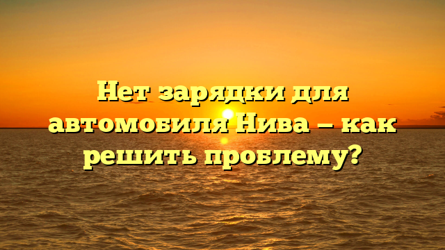 Нет зарядки для автомобиля Нива — как решить проблему?