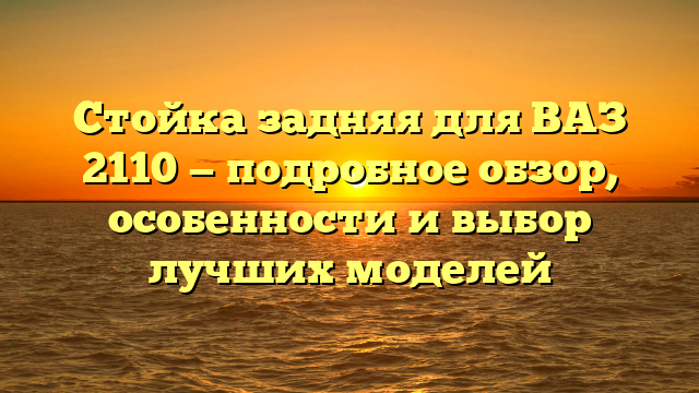 Стойка задняя для ВАЗ 2110 — подробное обзор, особенности и выбор лучших моделей