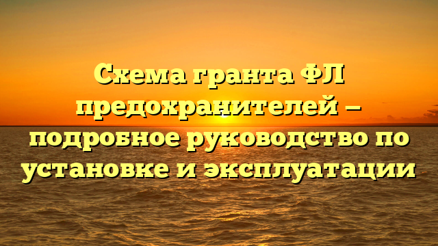 Схема гранта ФЛ предохранителей — подробное руководство по установке и эксплуатации