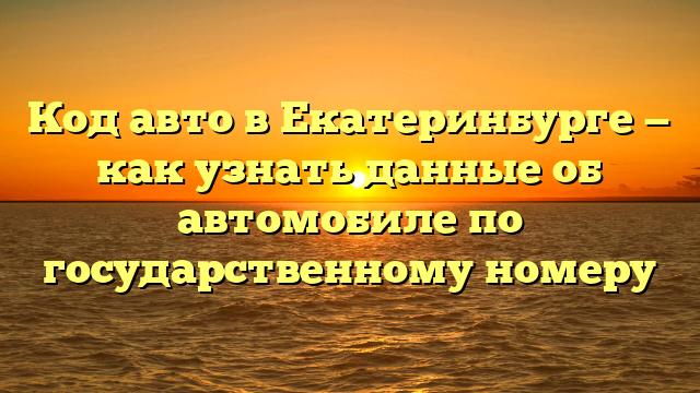 Код авто в Екатеринбурге — как узнать данные об автомобиле по государственному номеру