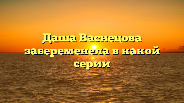 Даша Васнецова забеременела в какой серии